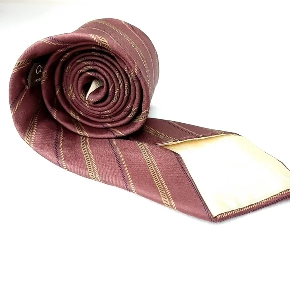 Calvin Klein Italian Silk Simple Striped Traditional Long  Vintage Neck Tie - Picture 4 of 11